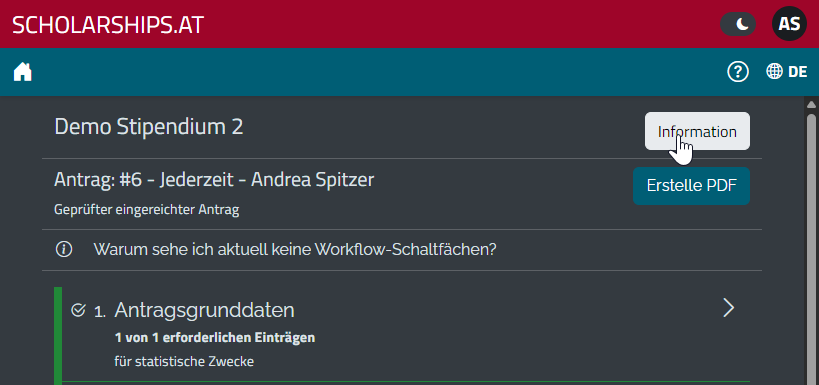 Formularbeschreibung im Antrag Formularbeschreibung im Antrag