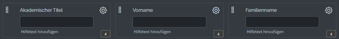 Textfeld einzeilig &ndash; Ansicht Formularaufbau
