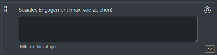 Textfeld mehrzeilig &ndash; Ansicht Formularaufbau