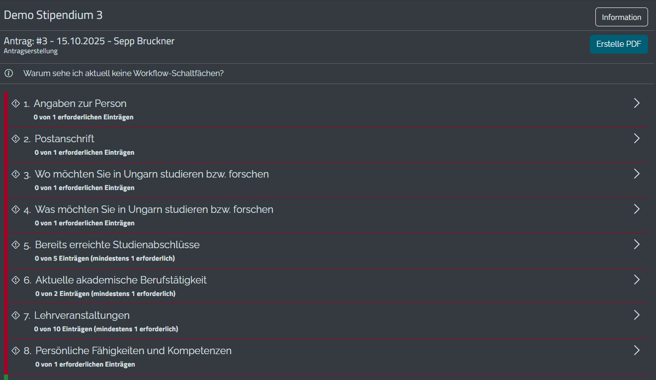 Beispielansicht Datengruppen