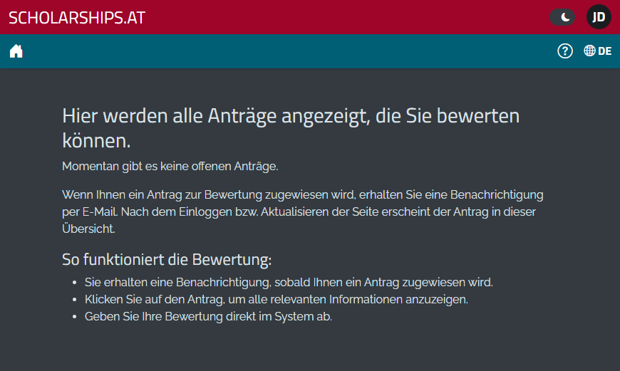 Hinweis: keine offenen Antr&auml;ge verf&uuml;gbar