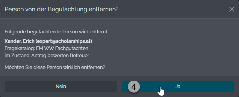 Begutachtende entfernen bestätigen Begutachtende entfernen bestätigen