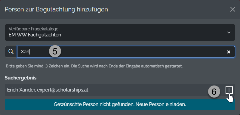Begutachtende suchen und auswählen Begutachtende suchen und auswählen