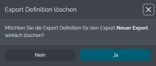 Export-Definition l&ouml;schen Schritt 2