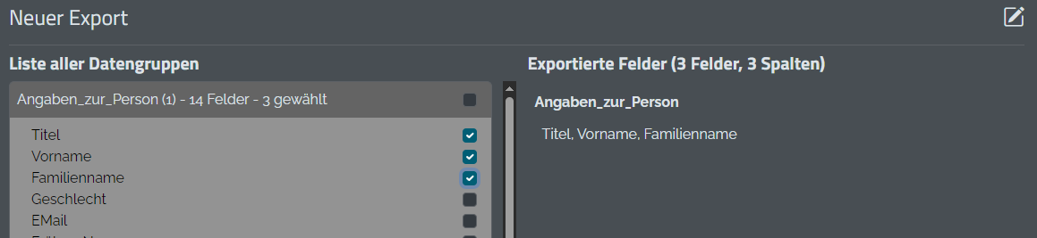 Export-Definition erstellen Schritt 7