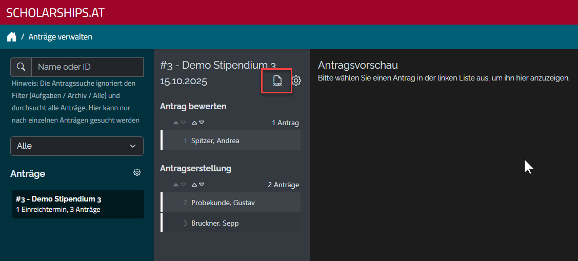 Export ausf&uuml;hren Schritt 1