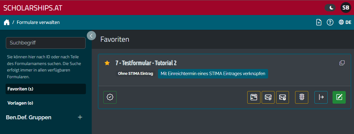 Favoritenliste anzeigen