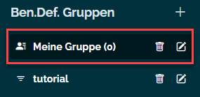 Benutzerdefinierte Gruppe anzeigen