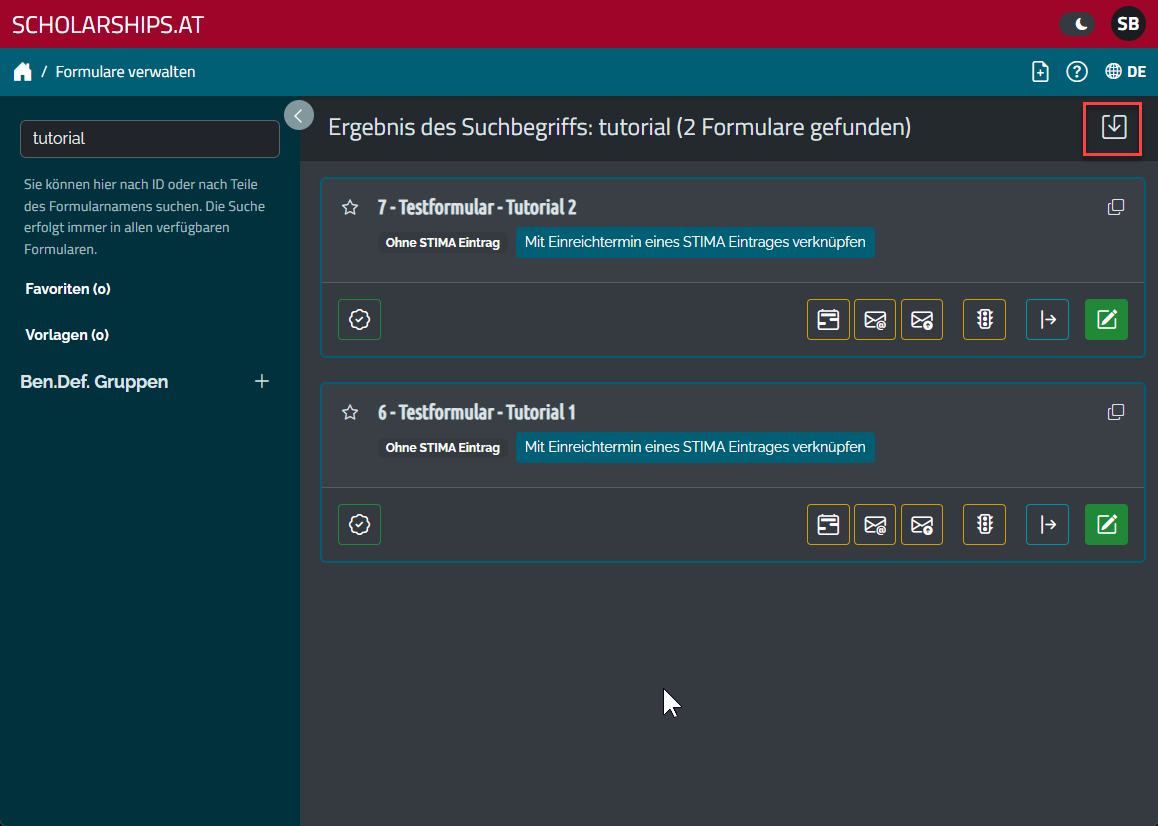 Suchabfrage als benutzerdefinierte Gruppe speichern