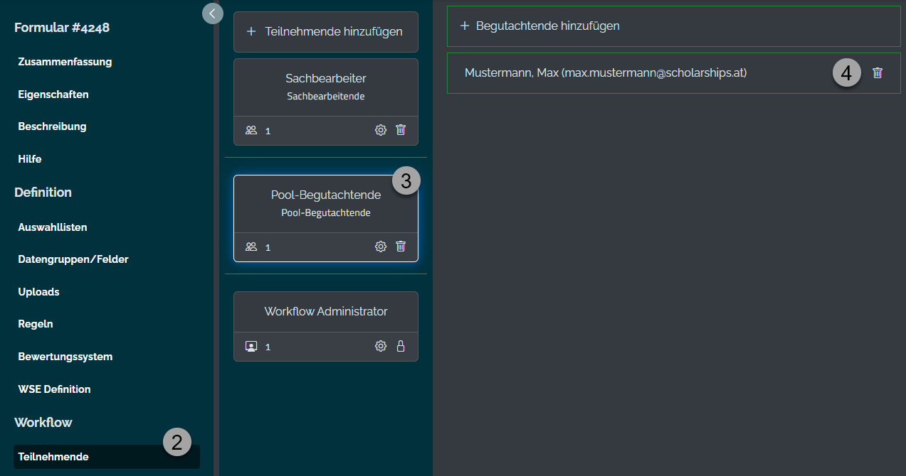 Person aus Teilnehmende entfernen 1 Person aus Teilnehmende entfernen 1
